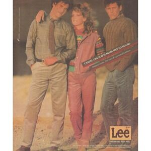 Vintage 1985 Lee Jeans Print Ad Antique Cords 80s Fashion Corduroy Retro Style